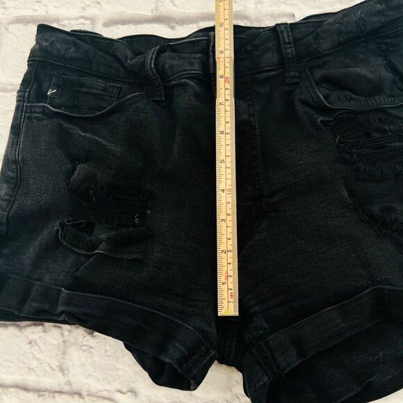 KanCan Denim Short Women Size 11/29 Black Distressed Mid Rise Cuffed Hem - Picture 7 of 10